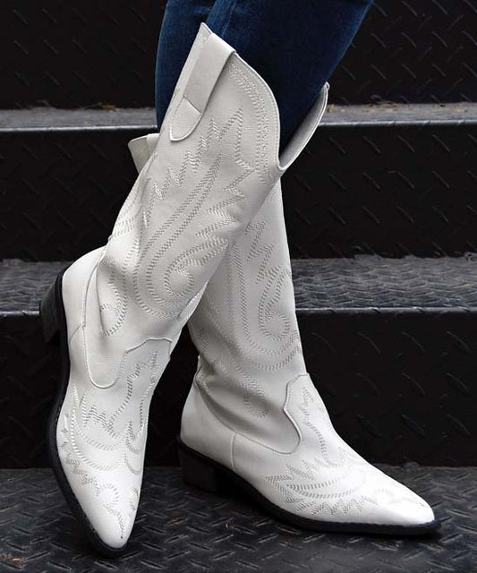 Ladies Fashion Leather Embroidery Boots
